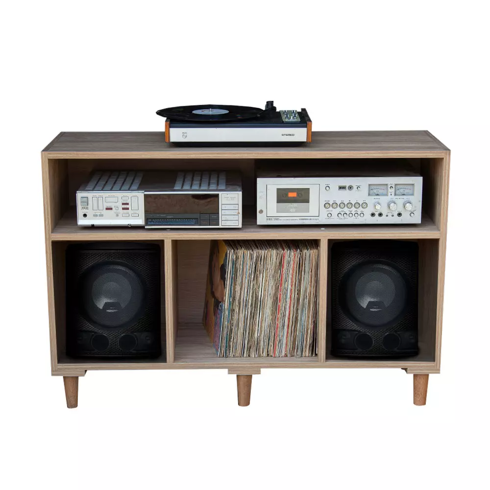 Estante Para Discos de Vinil e Caixa de Som ITAPUA-II